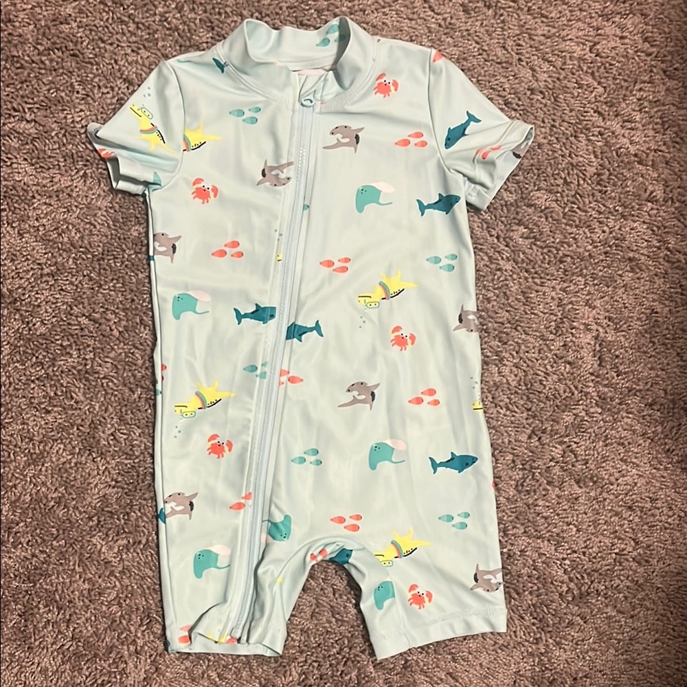 Cute Aqua Marine Life Baby Swim Romper
